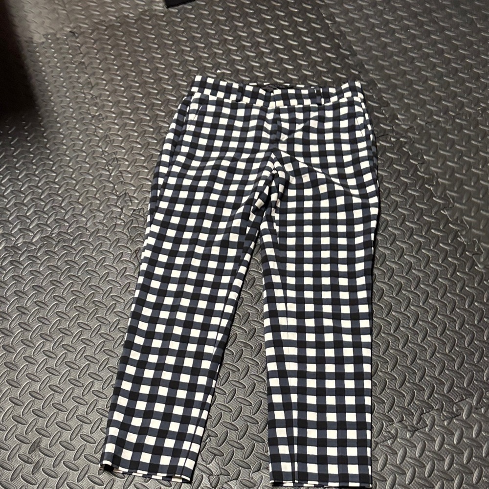 Banana Republic Navy and White Checkered Trousers